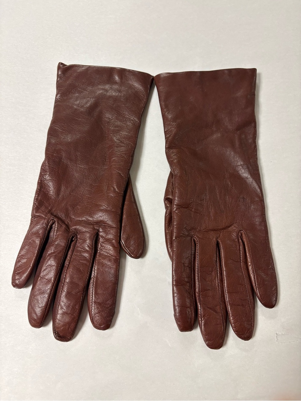Fownes Brothers Classic Brown Leather Gloves Cashmere Lining size 7